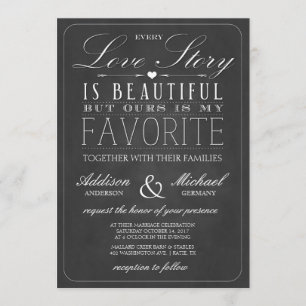 Love Story Typography    Chalkboard Weddenschap Kaart