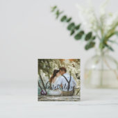 Love Story Wedding Afbeelding Bedankt Vierkante Visitekaartje (Staand voorkant)