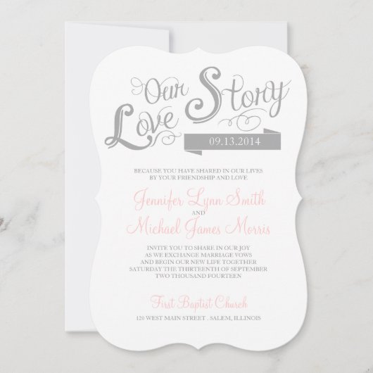 Love Story Wedding Invitation Kaart (Voorkant)