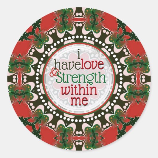 Love Strength Self Love  Appreciation Words Ronde Sticker (Voorkant)
