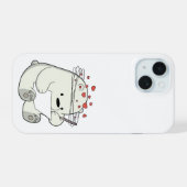 Love-Struck Beer Lezen – Schattigee Cartoon iPhone 15 Case (Achterkant horizontaal)