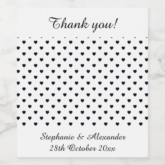 LOVE STRUCK BLACK HEART WHITE  WIJN ETIKET (Enkel label)