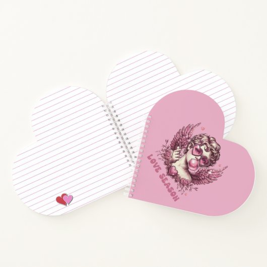 Love-Struck Cupido met Roze Bril en Bubble Gum Notitieboek (Binnen)