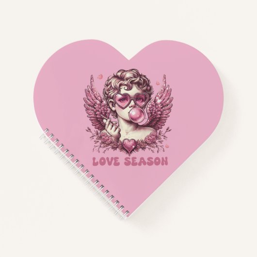 Love-Struck Cupido met Roze Bril en Bubble Gum Notitieboek (Voorkant)