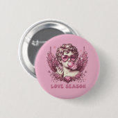 Love-Struck Cupido met Roze Bril en Bubble Gum Ronde Button 5,7 Cm (Voorkant /achterkant)