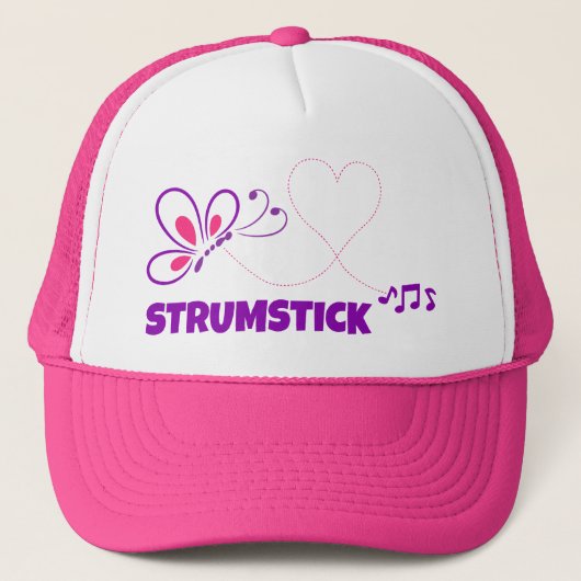 Love Strumstick Pink Purple Butterfly Heart Trucker Pet (Voorkant)