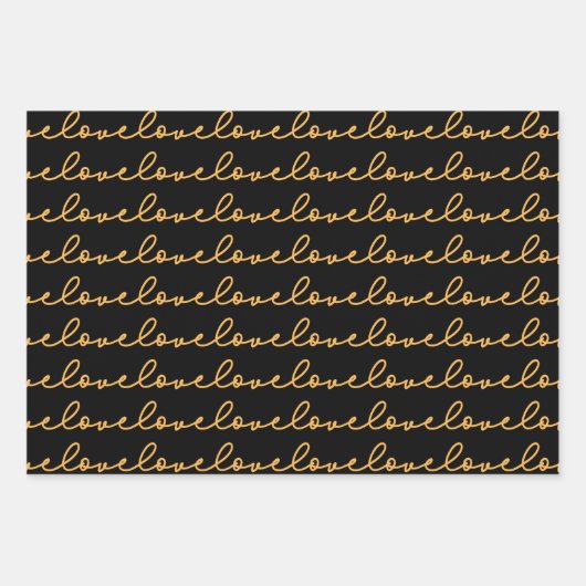 Love Stylish Gold Black Pattern Inpakpapier Vel (Voorkant 3)