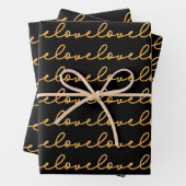 Love Stylish Gold Black Pattern Inpakpapier Vel (In situ)