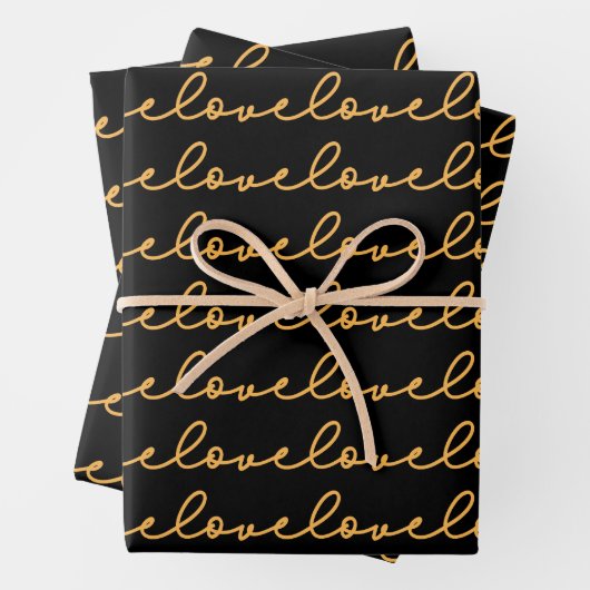 Love Stylish Gold Black Pattern Inpakpapier Vel (In situ)
