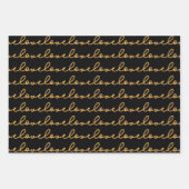 Love Stylish Gold Black Pattern Inpakpapier Vel (Voorkant)