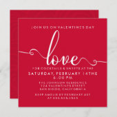 "Love" Stylish Valentijnsdag Party Kaart (Voorkant / Achterkant)