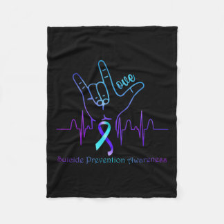 Love Suicide Prevention Awareness Ribbon Support Fleece Deken