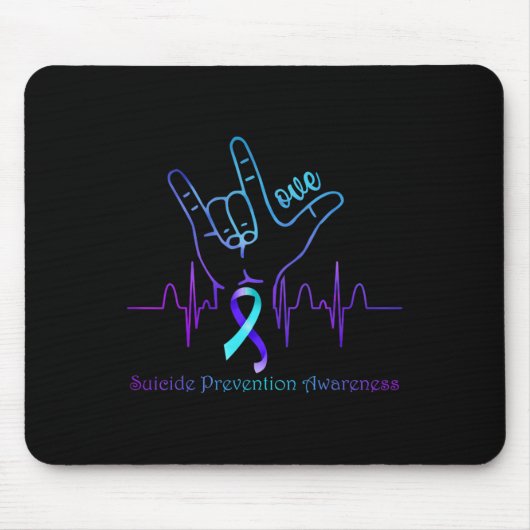 Love Suicide Prevention Awareness Ribbon Support Muismat (Voorkant)