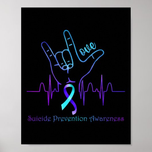 Love Suicide Prevention Awareness Ribbon Support Poster (Voorkant)
