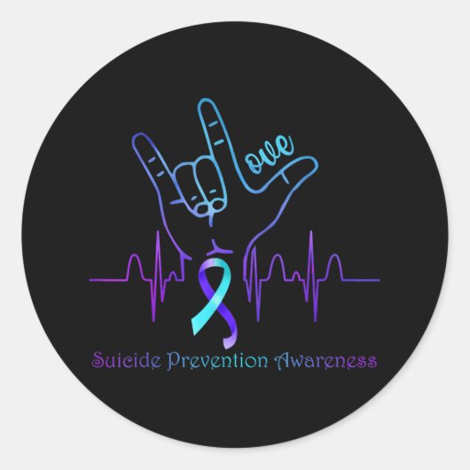 Love Suicide Prevention Awareness Ribbon Support Ronde Sticker (Voorkant)