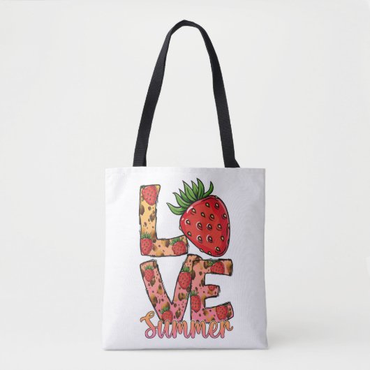 Love Summer aardbery Canvas tas | Hallo Summer Bag (Voorkant)