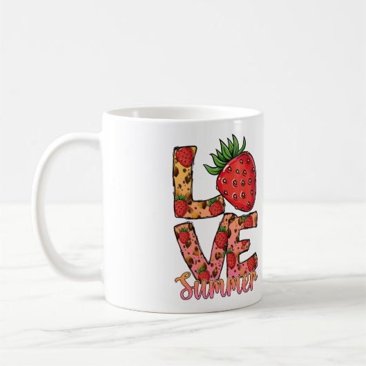 Love Summer Strawberry Coffee Mok | Hallo zomer (Links)