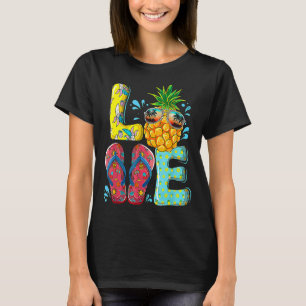 Love Summer Teenslippers Pineapple Tropical Fruit  T-shirt