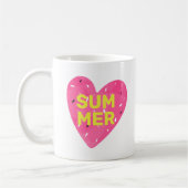 Love Summer Watermelon Heart Pink Koffiemok (Links)