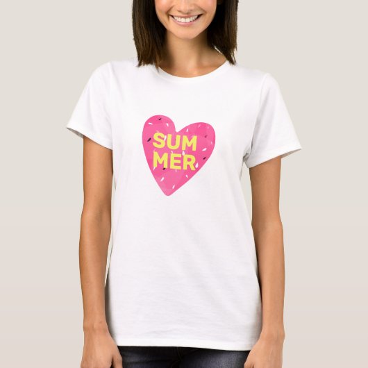 Love Summer Watermelon Heart Pink T-shirt (Voorkant)