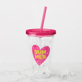 Love Summer Watermelon Heart Seeds Logo Pink Acryl Drinkbeker