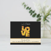 LOVE Sunflower Black Backdrop Weduwdatum Briefkaart (Staand voorkant)