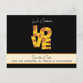 LOVE Sunflower Black Backdrop Weduwdatum Briefkaart (Voorkant)