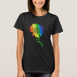 Love Sunflower Floral Lgbetq Rainbow Flag Gay Prid T-shirt