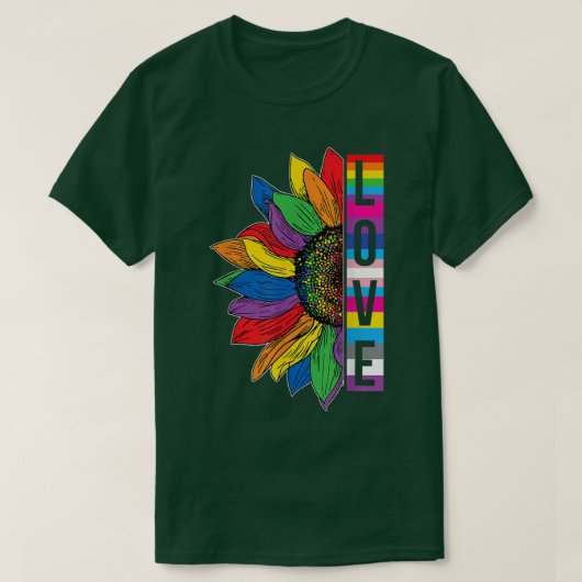 Love Sunflower Floral LGBTQ Rainbow Flag Gay Pride T-shirt (Design voorkant)