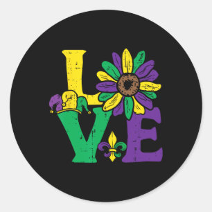 Love Sunflower Mardi Gras New Orleans Flower Women Ronde Sticker