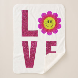 Love Sunflower Sherpa Deken