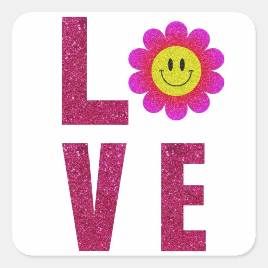 Love Sunflower Vierkante Sticker (Voorkant)