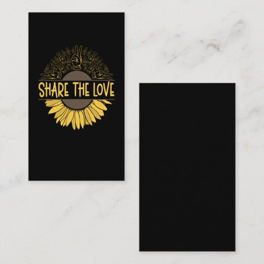 Love Sunflowers Peace Hand Sign Nature Visitekaartje (Voorkant / Achterkant)