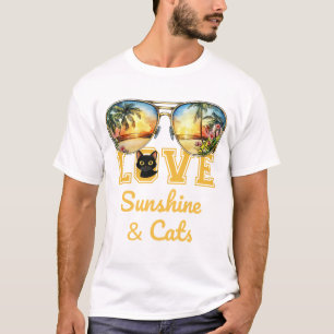 LOVE Sunshine & Katten   Tropical Black Cat Summer T-shirt