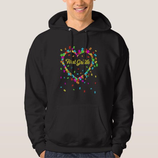 Love Support Autism First Grade Autism Student Tea Hoodie (Voorkant)