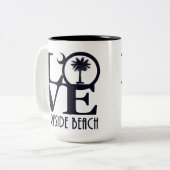LOVE Surfside Beach SC 15oz Tweekleurige Koffiemok (Voorkant links)