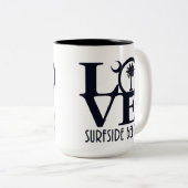 LOVE Surfside Beach SC 15oz Tweekleurige Koffiemok (Voorkant rechts)