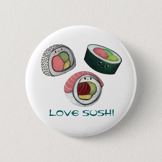 Love Sushi Ronde Button 5,7 Cm (Voorkant)