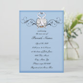 Love Swans Baby shower Invitation Kaart (Staand voorkant)