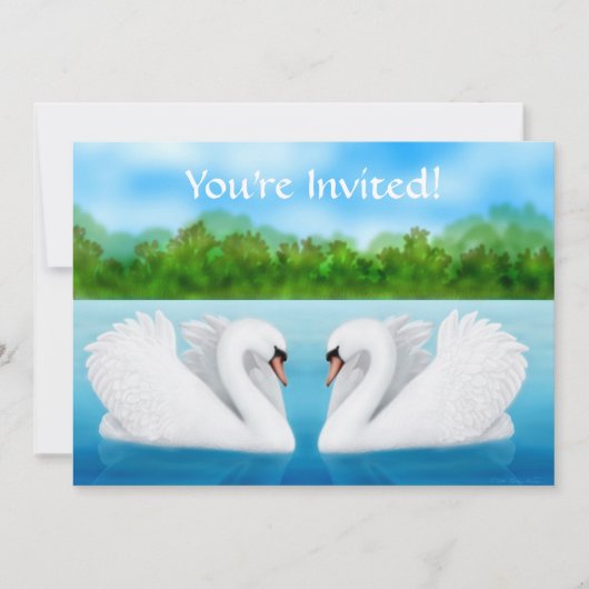 Love Swans Invitation Kaart (Voorkant)
