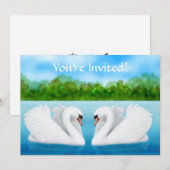 Love Swans Invitation Kaart (Voorkant / Achterkant)