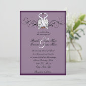 Love Swans Wedding Invitation Kaart (Staand voorkant)