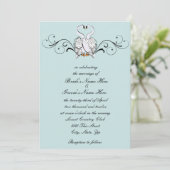 Love Swans Wedding Invitation Kaart (Staand voorkant)