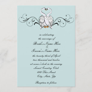 Love Swans Wedding Invitation Kaart