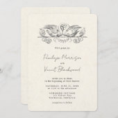 Love Swans Wedding Invitation Kaart (Voorkant / Achterkant)
