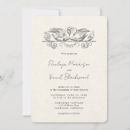 Love Swans Wedding Invitation Kaart