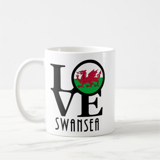 LOVE Swansea Wales 11oz Koffiemok (Links)