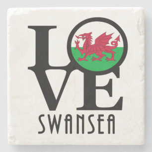 LOVE Swansea Wales Stenen Onderzetter