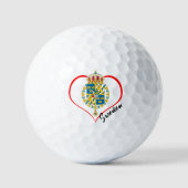 Love Sweden Golf Balls, Swedish flag, Heart Golfballen (Voorkant)