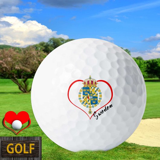 Love Sweden Golf Balls, Swedish flag, Heart Golfballen